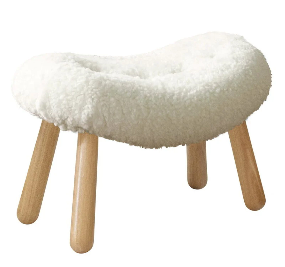 Arctander Ottoman W60×D42×H40cm White Faux Fur
