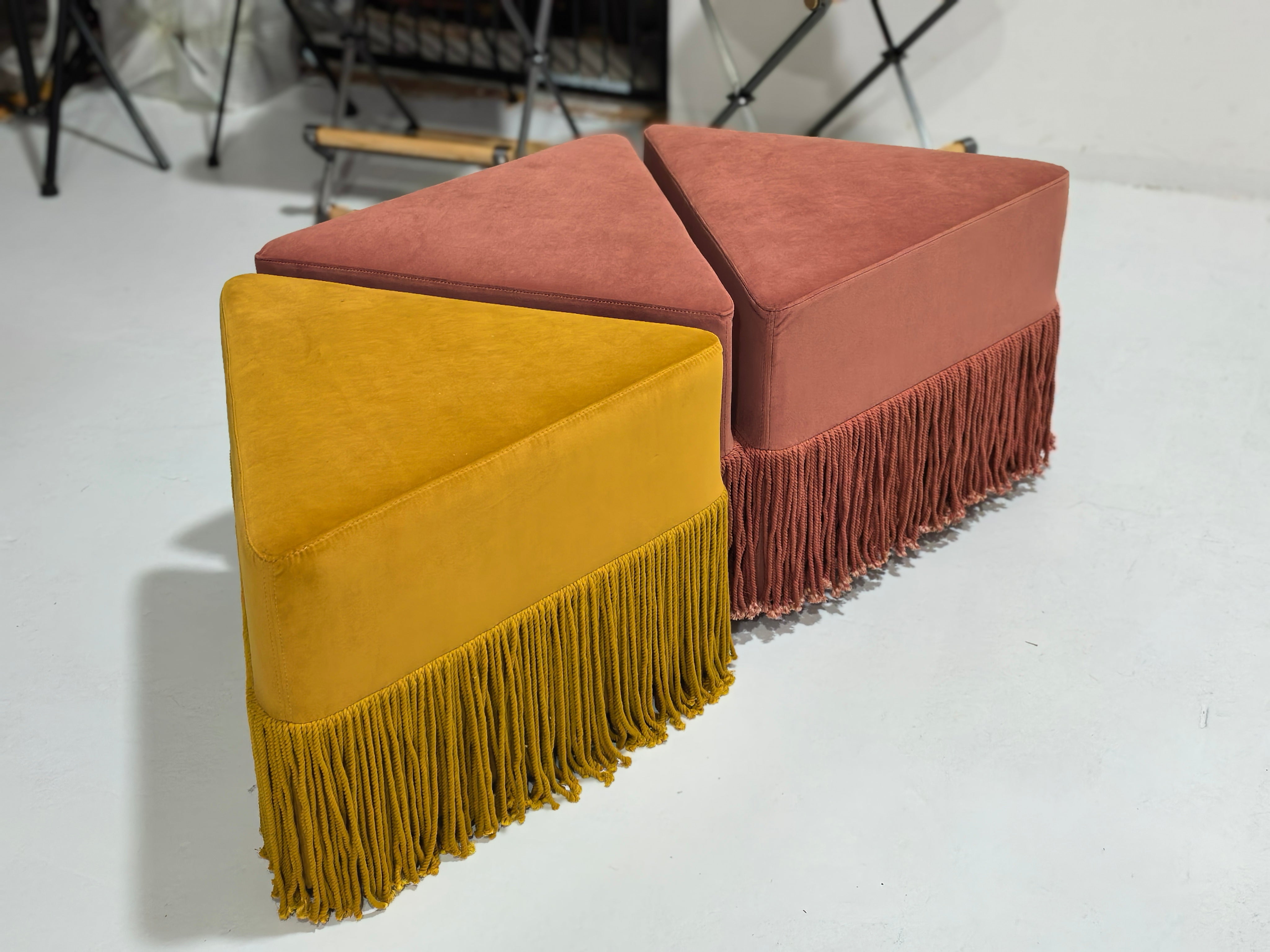 Allard Ottoman - Luxe Trillion Cut Velvet & Fringe