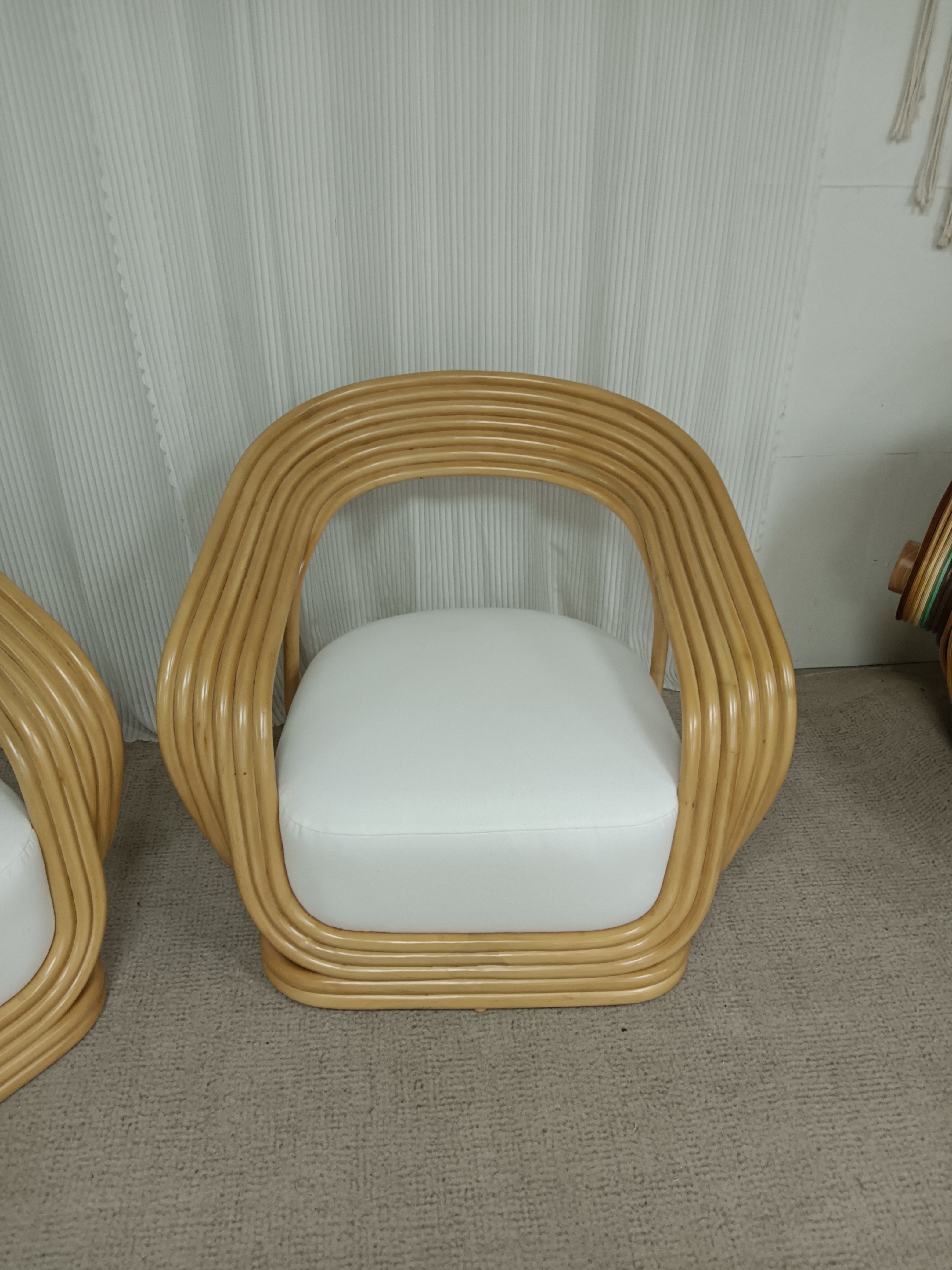 Cane Lounge Eva Chair - Contemporary Cane Arm Accent Chair Rattan Armchair