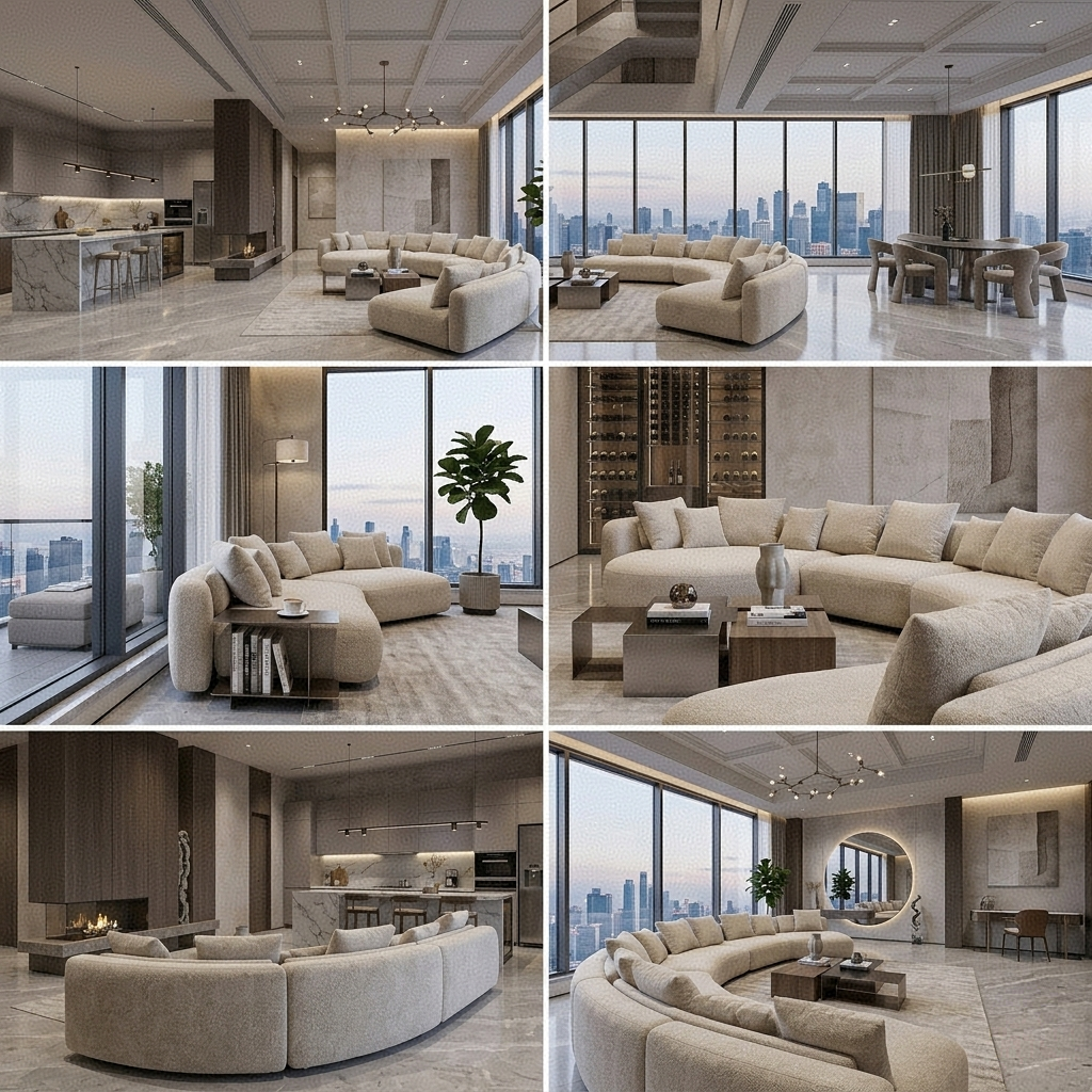 Bézier Style Curved Modular Sectional Sofa