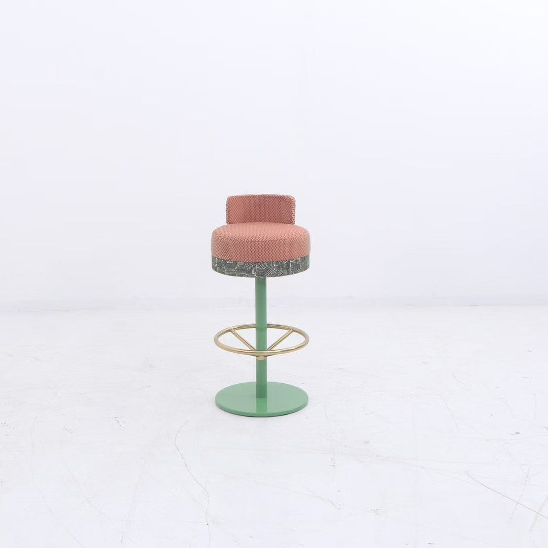 4. Customizable Green-Gold Velvet Bar Stool for Kitchen Island