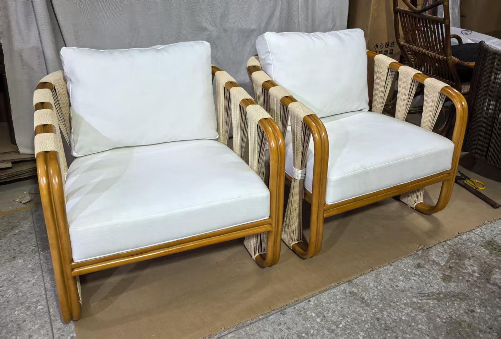 Strings Attached Lounge Chair - Coastal Rattan & Abaca Rope