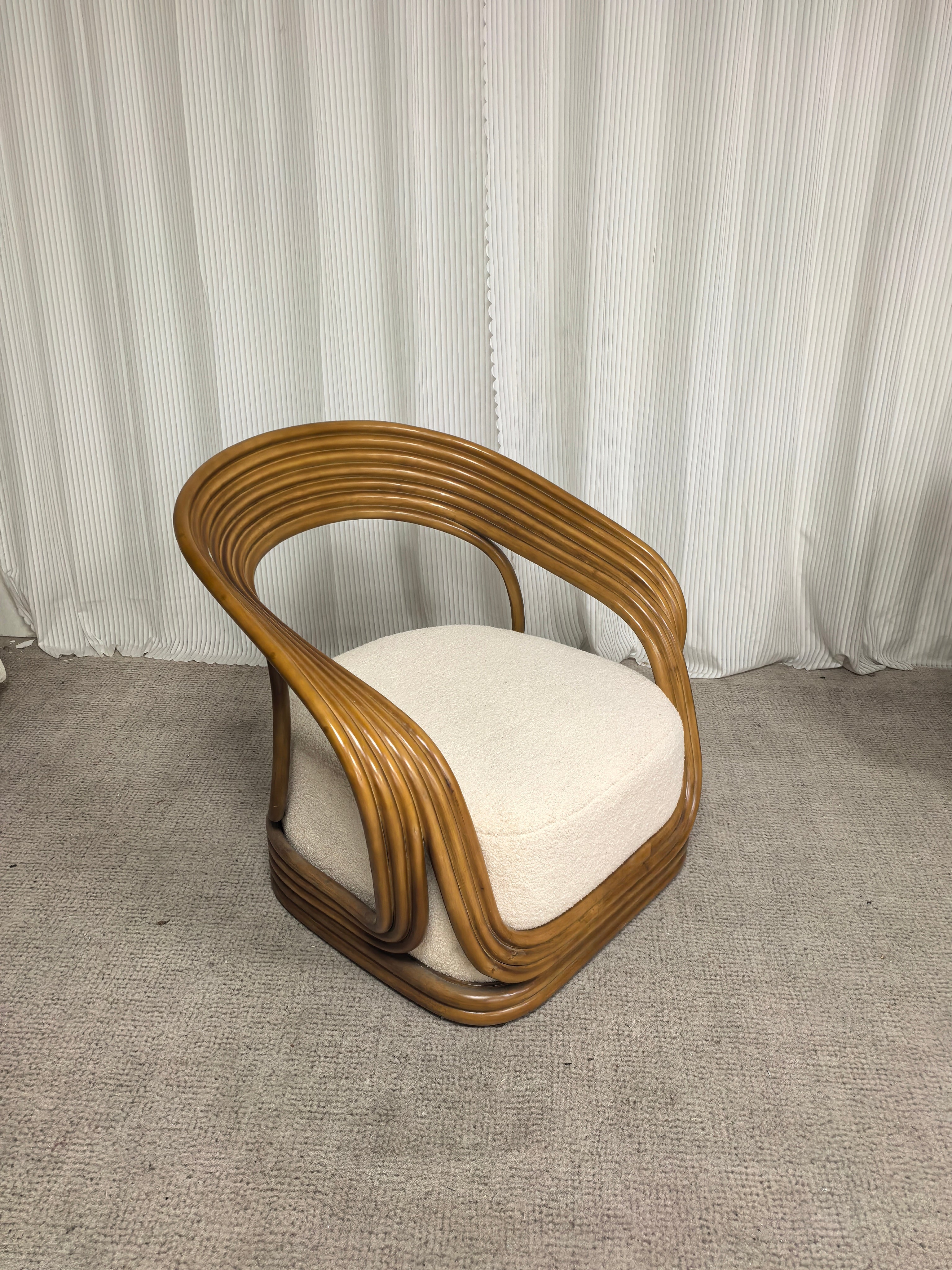 Cane Lounge Eva Chair - Contemporary Cane Arm Accent Chair Rattan Armchair