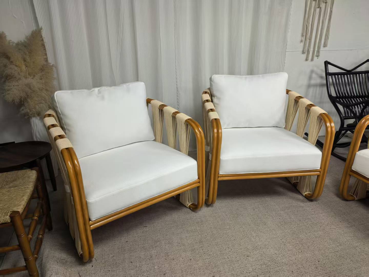 Strings Attached Lounge Chair - Coastal Rattan & Abaca Rope