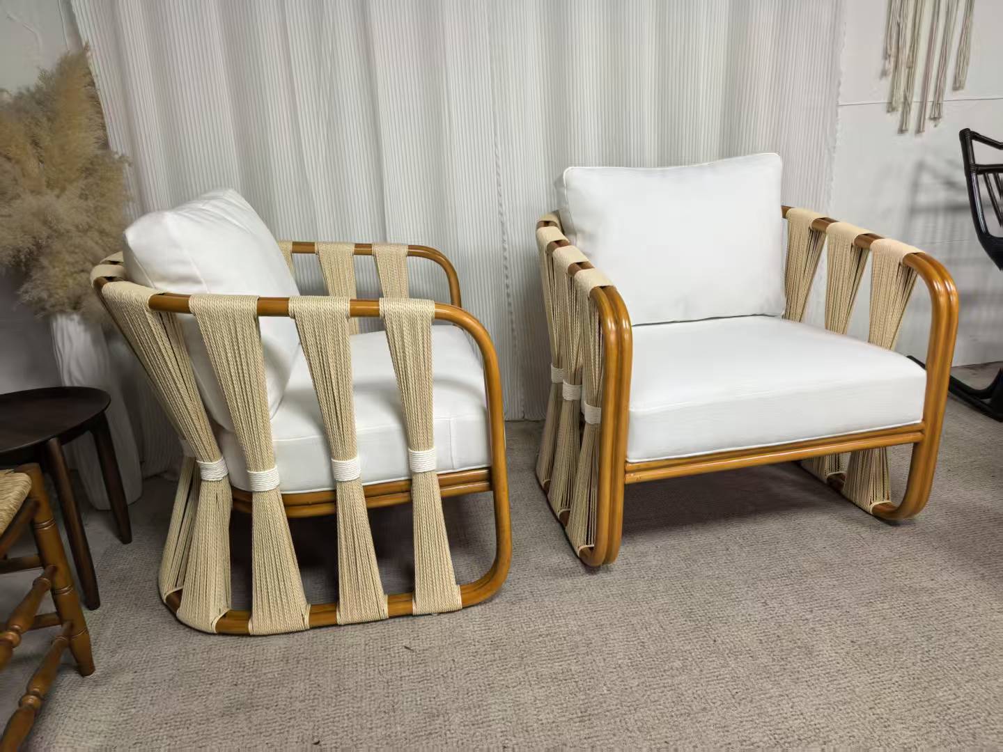 Strings Attached Lounge Chair - Coastal Rattan & Abaca Rope