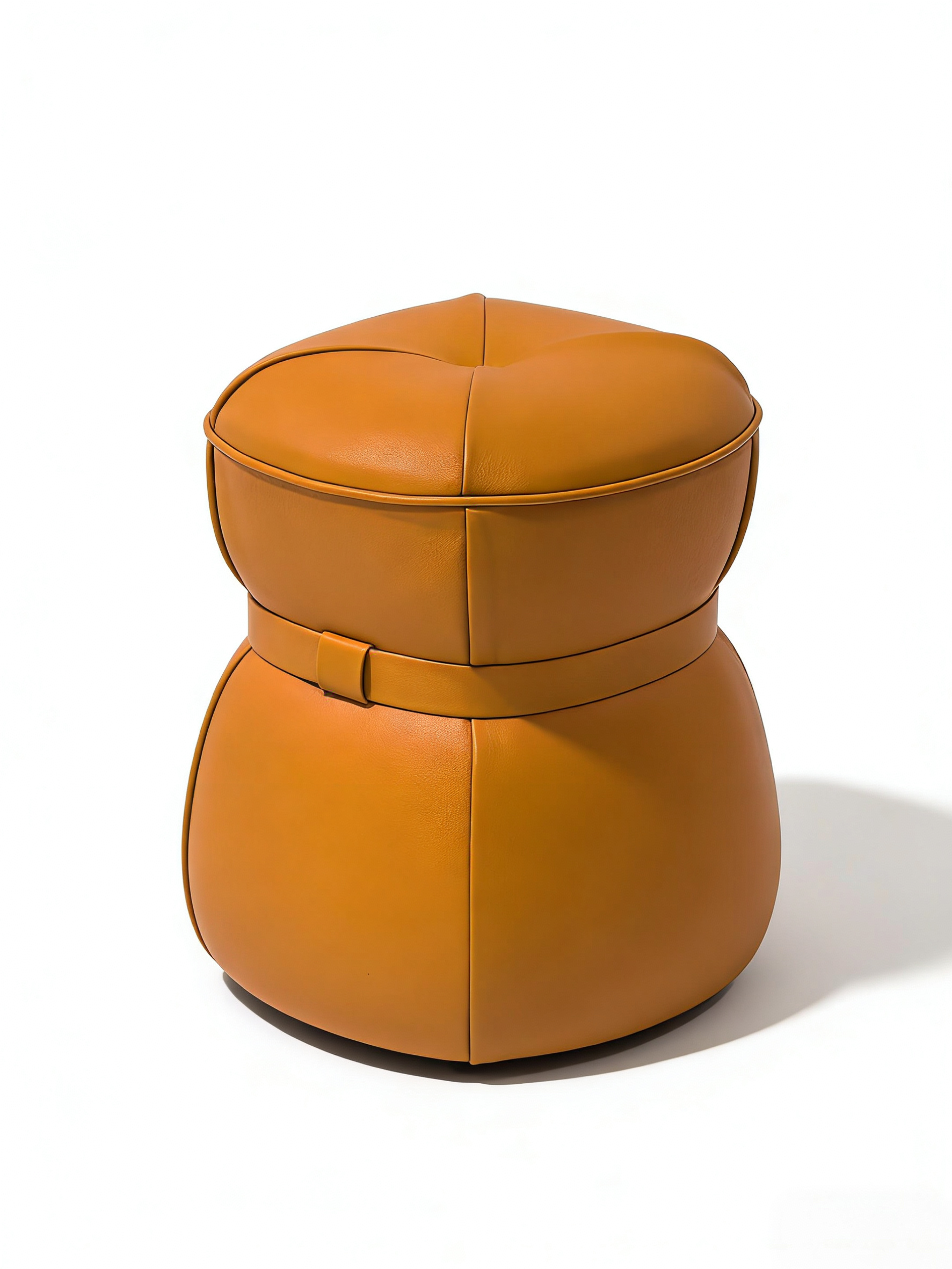 Small aniline leather stool - side profile view