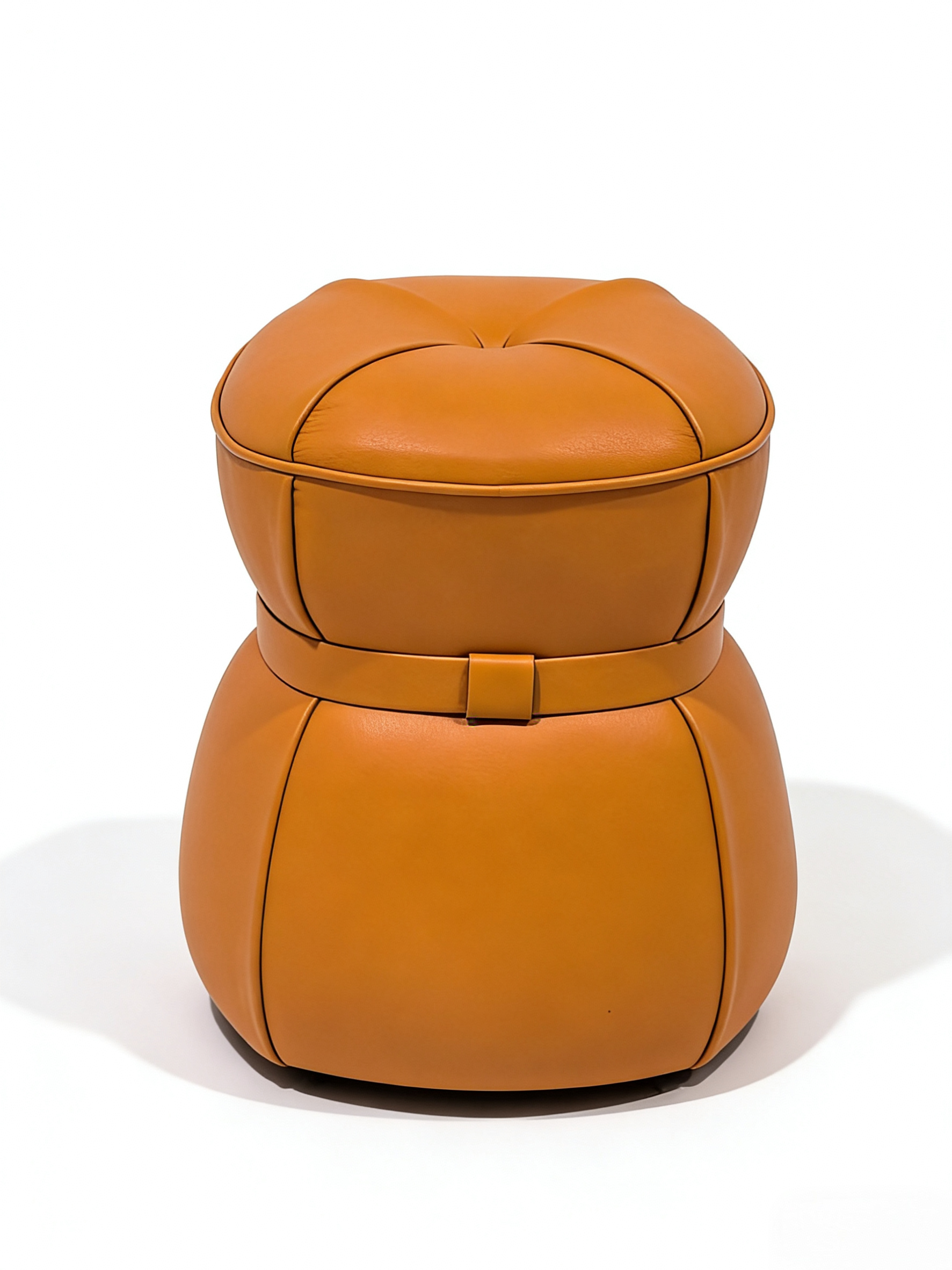 Aniline leather stool (39*39*46cm) - full front view, tan color