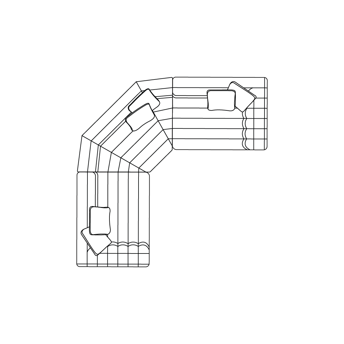 Float Sectional Sofa Curved Small Size
