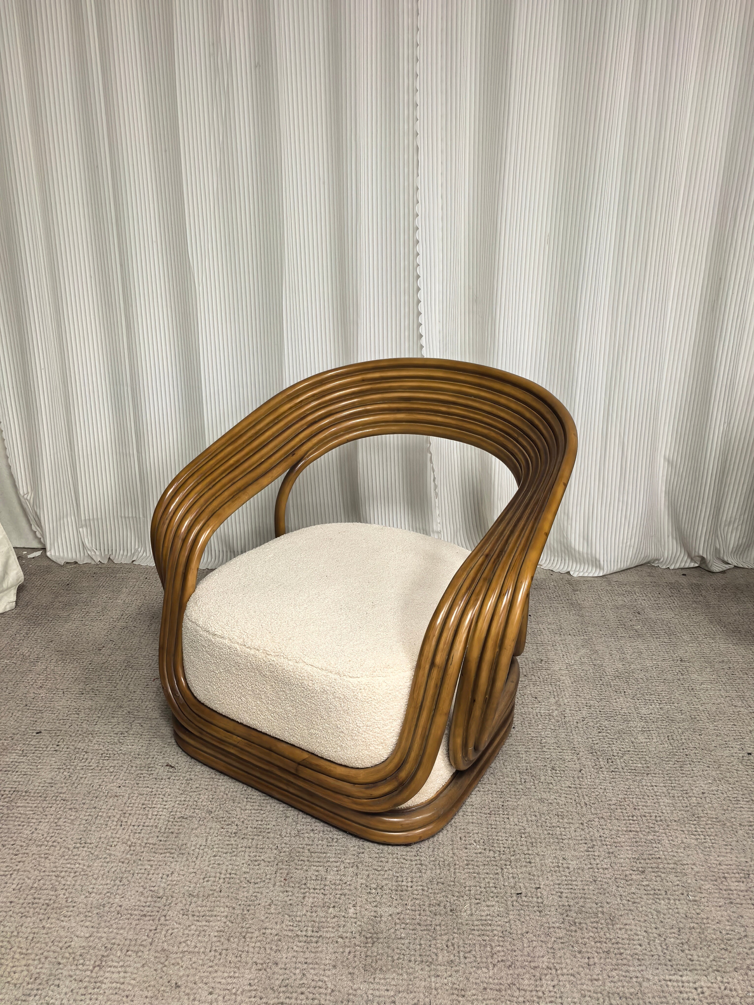 Cane Lounge Eva Chair - Contemporary Cane Arm Accent Chair Rattan Armchair