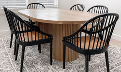 Aura Fluted Oval Dining Table with Half Moon Bases | Modern Sculptural Dining Table